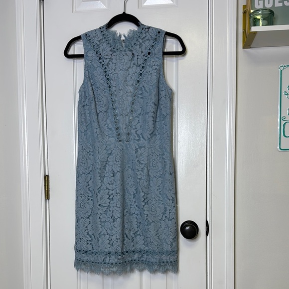 SAYLOR Blue Sheath Mini Dress with Plunge Neckline - Picture 5 of 13